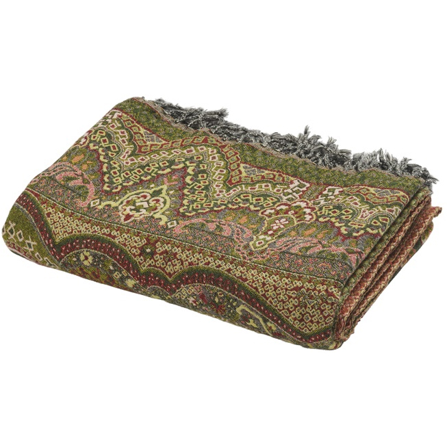 Pläd Paisley Peach / Green - Chamois - 3