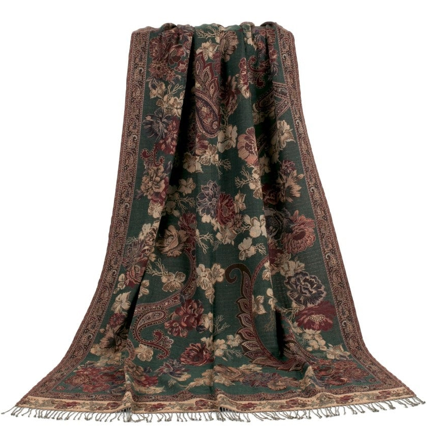 Pläd Roses Green-Chamois