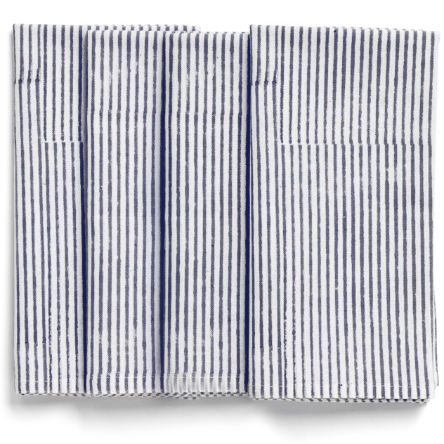 Servetter Navy Blue Stripe 4 st.