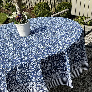 Rund bomullsduk Margerita Navy Blue