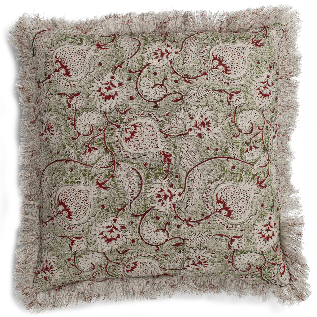 Kuddfodral i linne Pomegranate Green