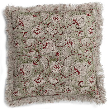 Kuddfodral i linne Pomegranate Green