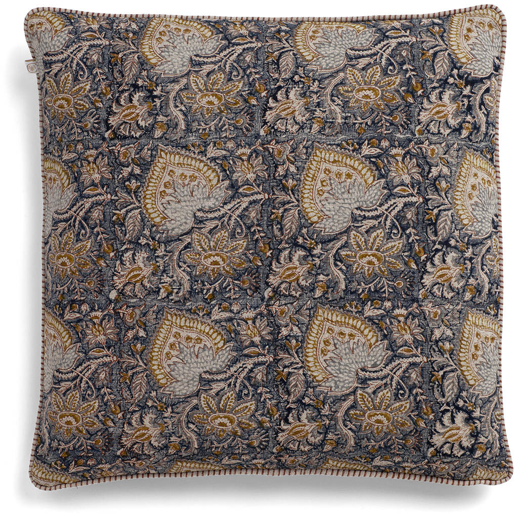 Kuddfodral Oriental Navy Blue - linne