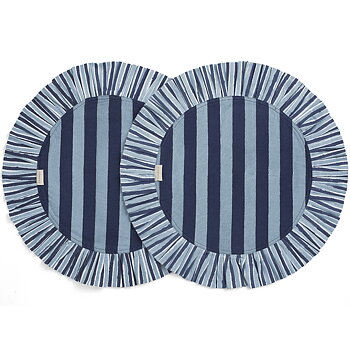 Bordstabletter Jaipur Stripe med volang - Blue - 2 st. 