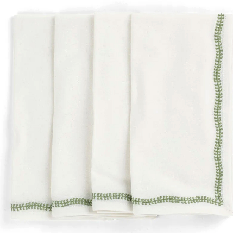 Servetter Embroidery - Green Tea - 4 st.