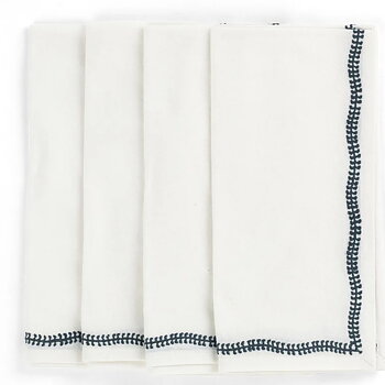 Servetter Embroidery - True Navy - 4 st.
