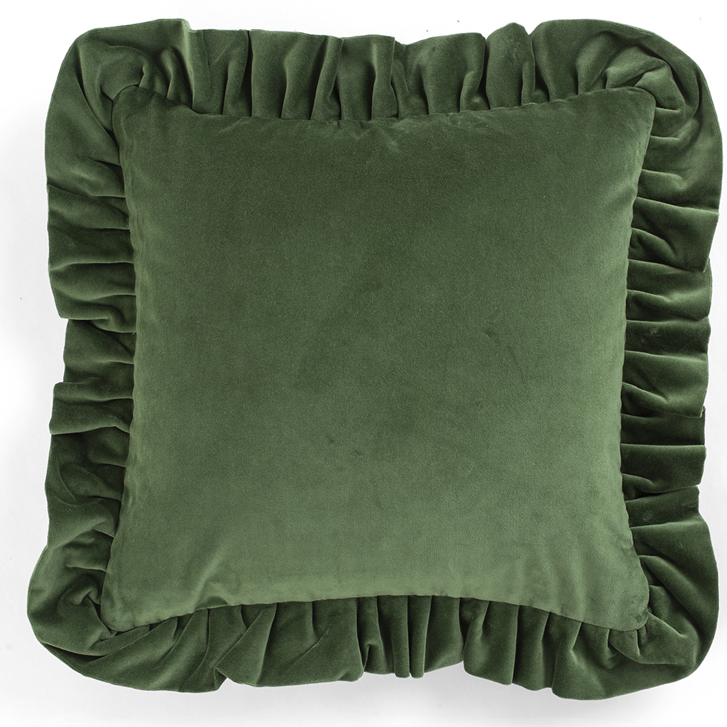 Kuddfodral Sammet med volang Green