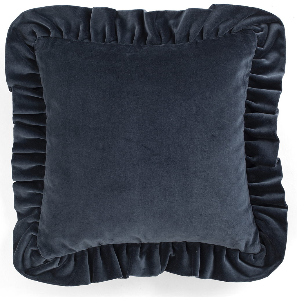 Kuddfodral Sammet med volang Denim Blue 