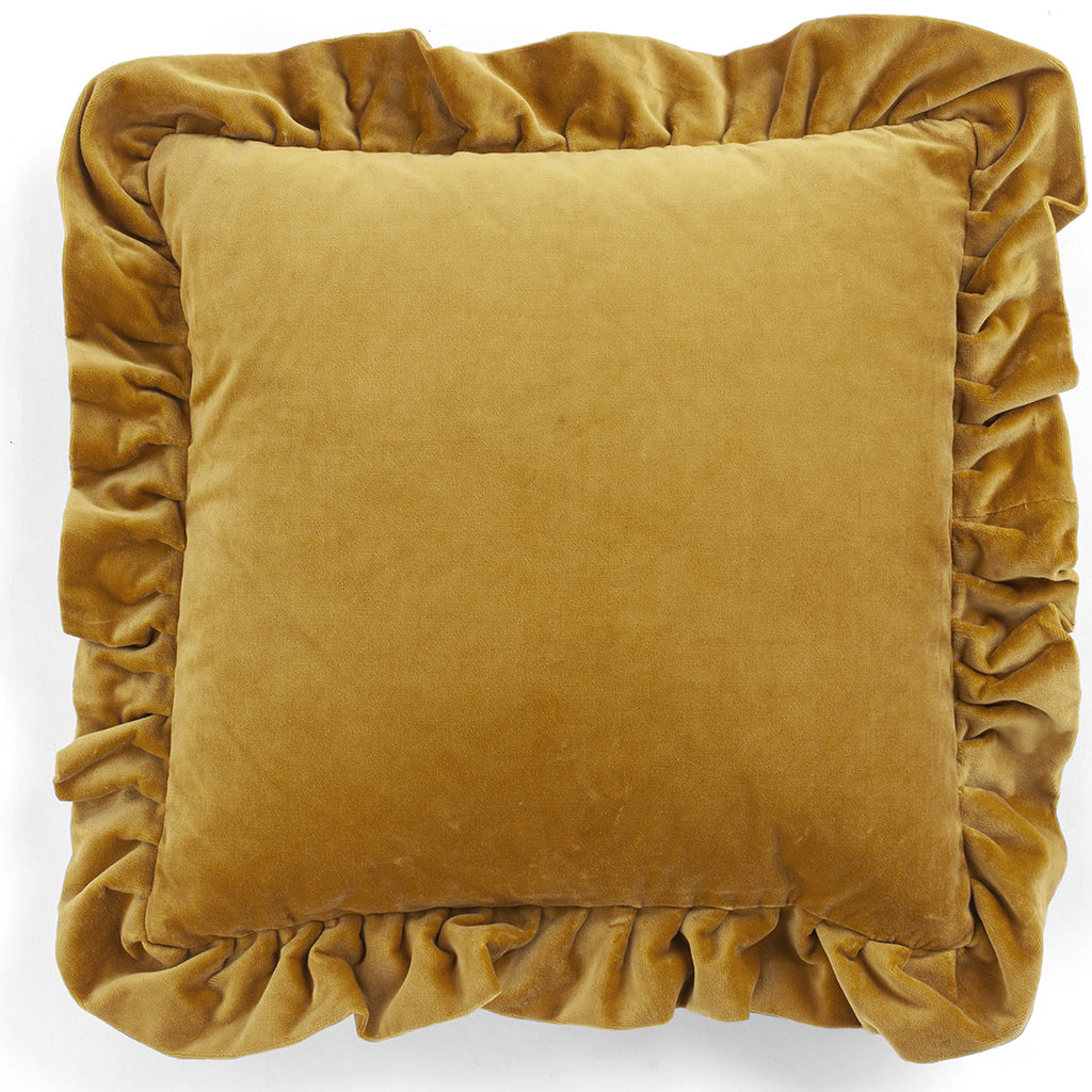 Kuddfodral Sammet Volang - Ochre
