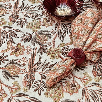 Rund linneduk Parrot Rust