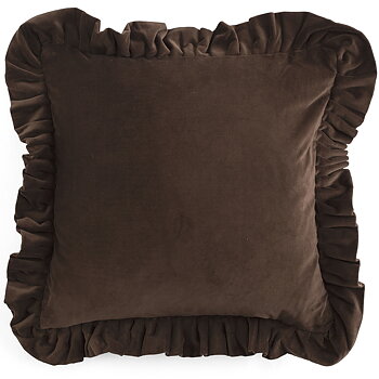 Kuddfodral Velvet Brown med volang