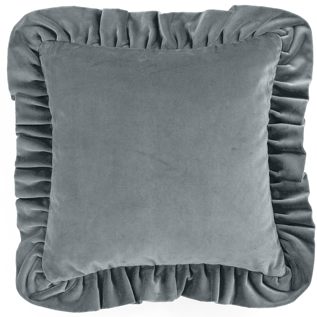 Kuddfodral Sammet med volang Dusty Blue