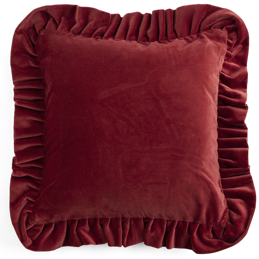 Kuddfodral Sammet med volang Red