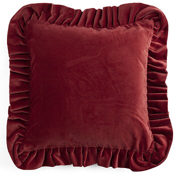 Kuddfodral Sammet med volang Red