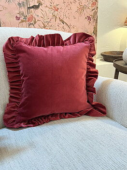 Kuddfodral Sammet med volang Red