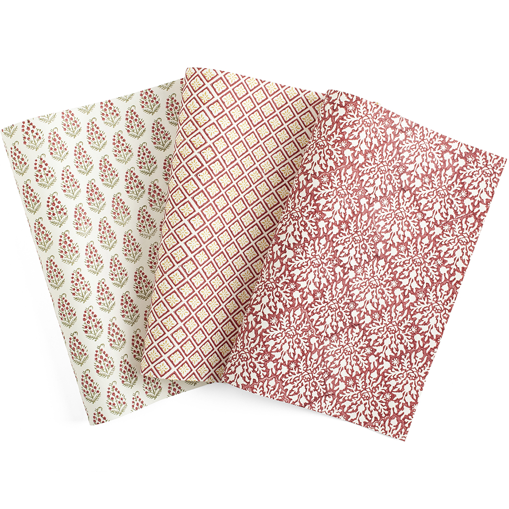 Presentpapper 3 ark Mixed Print Red