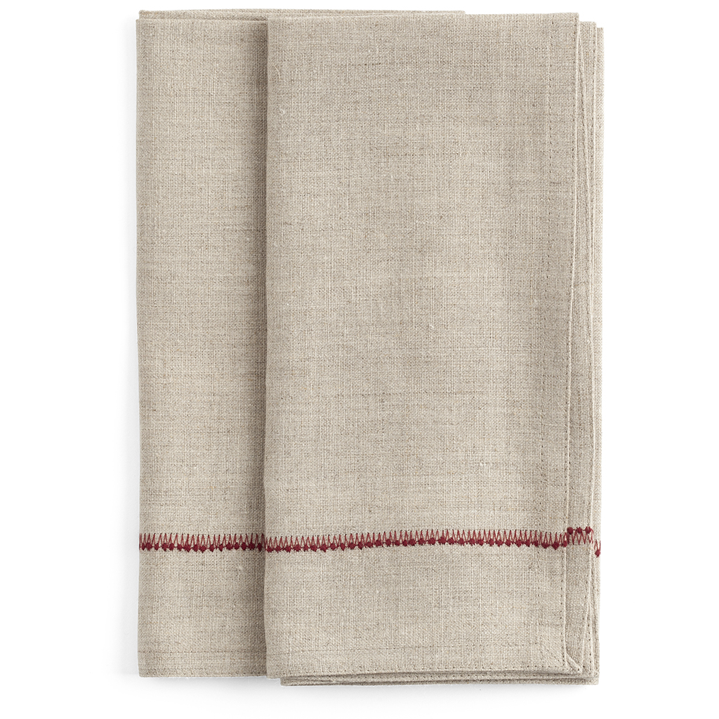 Linneservetter Embroidery Red - 2 st.