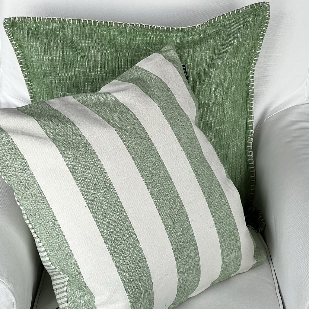 Kuddfodral Oxford Stripes Grass Green - 2