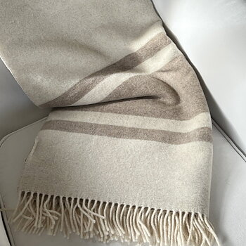 Pläd Stripe Twin Color Camel Melange (lammull)