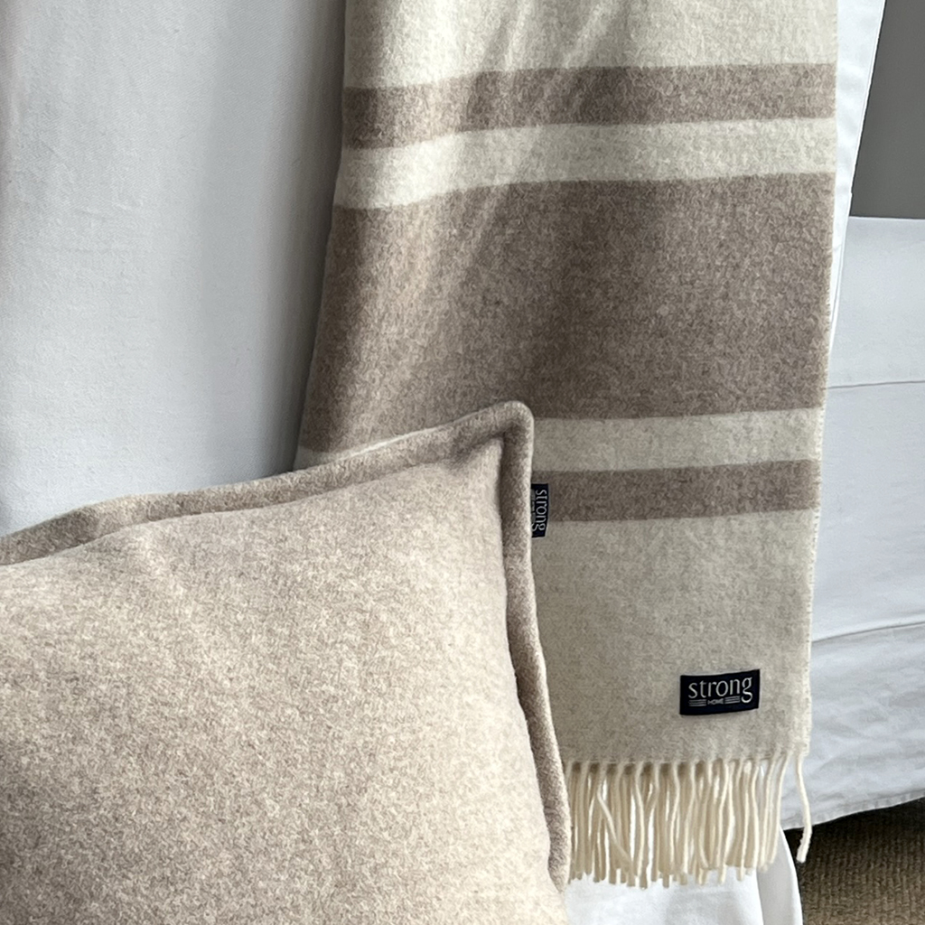 Pläd Stripe Twin Color Camel Melange (lammull)