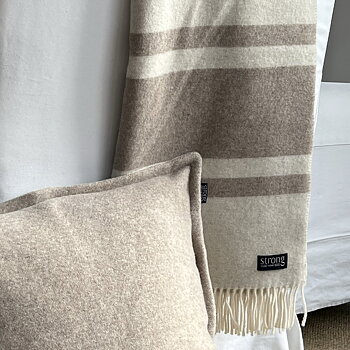Pläd Stripe Twin Color Camel Melange (lammull)