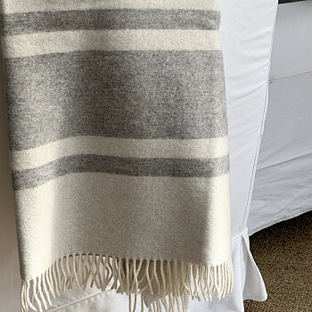 Pläd Stripe Twin Color Grey Melange (lammull)
