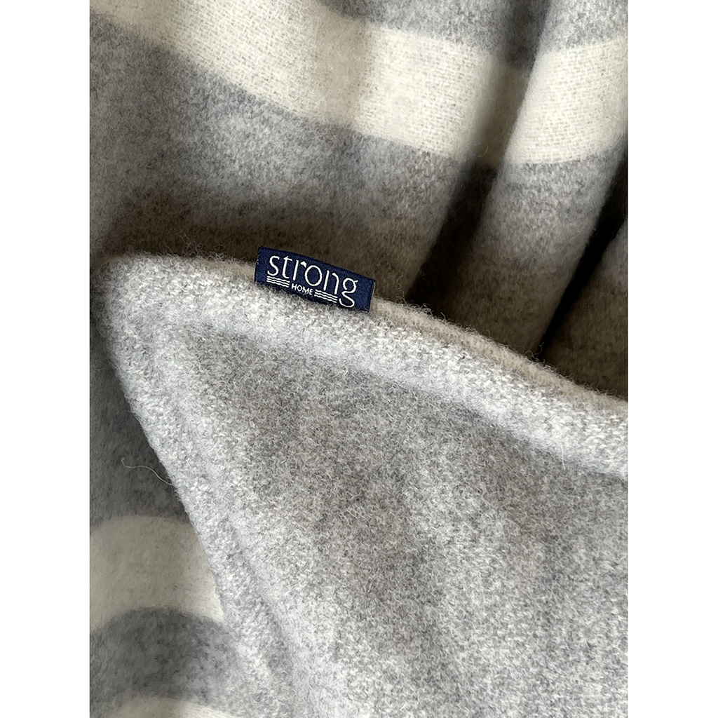 Pläd Stripe Twin Color Grey Melange (lammull) - 2