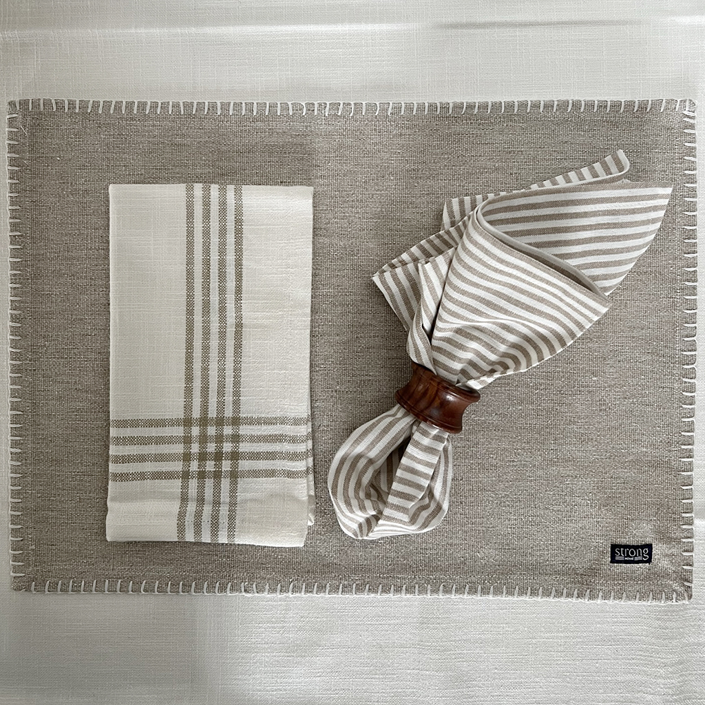 Servett Banker Stripe Sand Beige 2-pack - 3