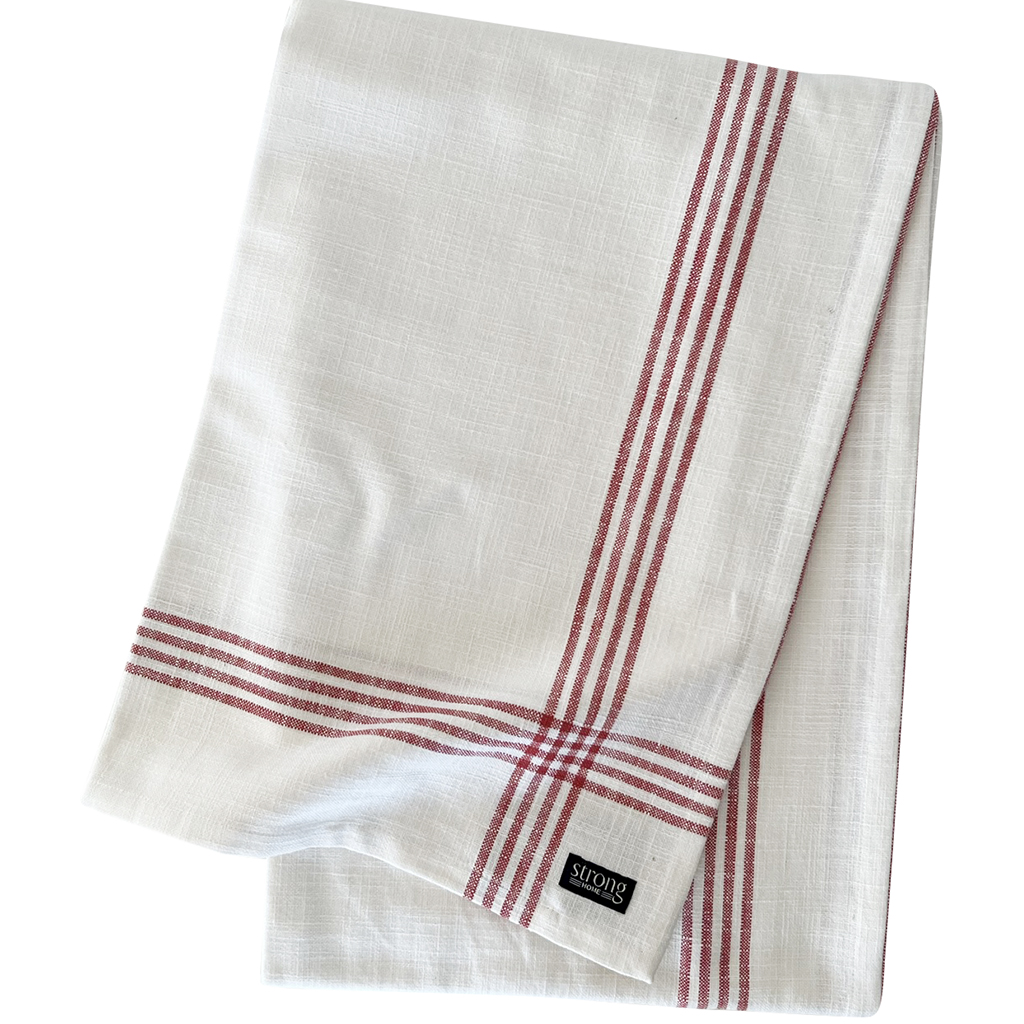 Duk Classic Stripe Coral Red 150x270 cm