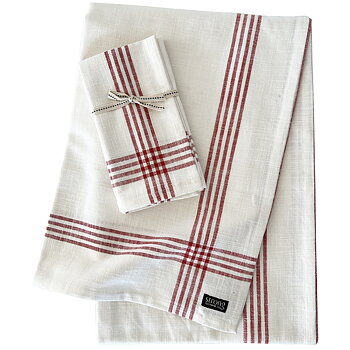 Duk Classic Stripe Coral Red 150x270 cm