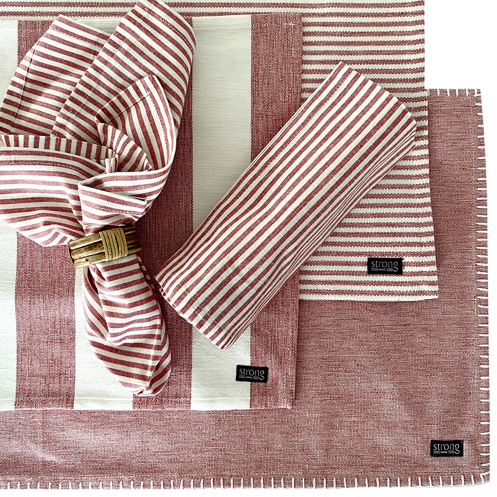 Bordstablett Stripe Oxford Coral Red - 2