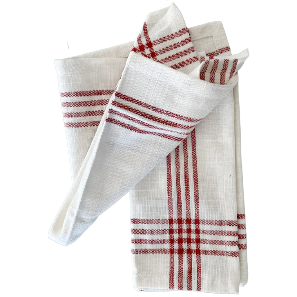 Servetter Classic Stripe Coral Red 2-pack - 2