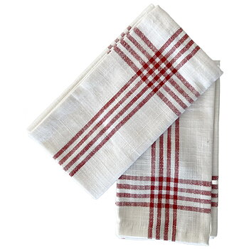 Servetter Classic Stripe Coral Red 2-pack