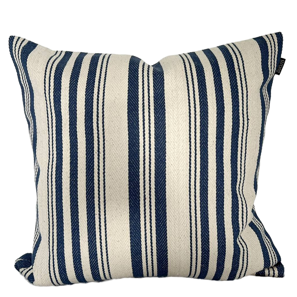 Ticket Stripe Cushion Cover - Night Blue