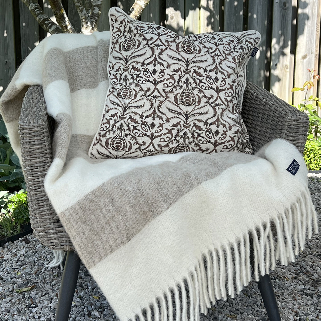 Chunky Barstripe Pläd - Camel / Offwhite - 3