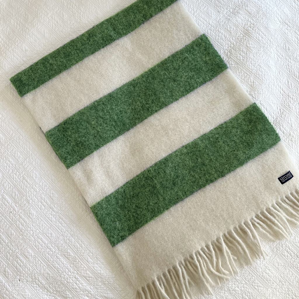 Chunky Barstripe Pläd - Green / Offwhite