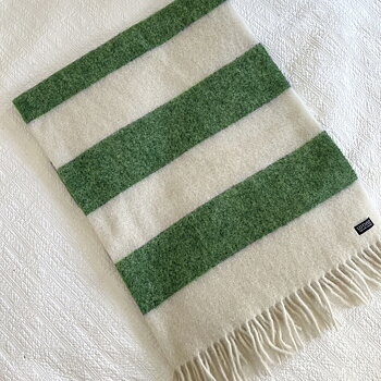 Chunky Barstripe Pläd - Green / Offwhite