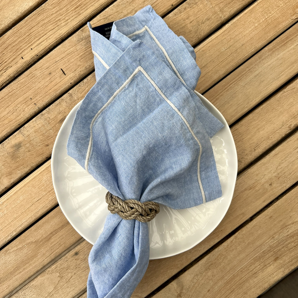 Servett Frame Linen Blend Napkin Sky Blue 2-pack