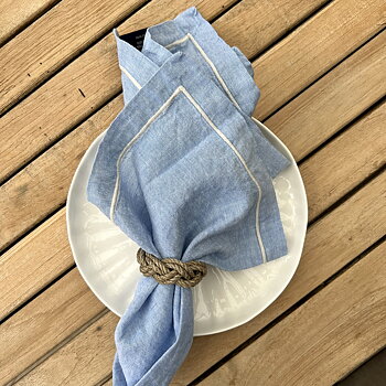 Servett Frame Linen Blend Napkin Sky Blue 2-pack