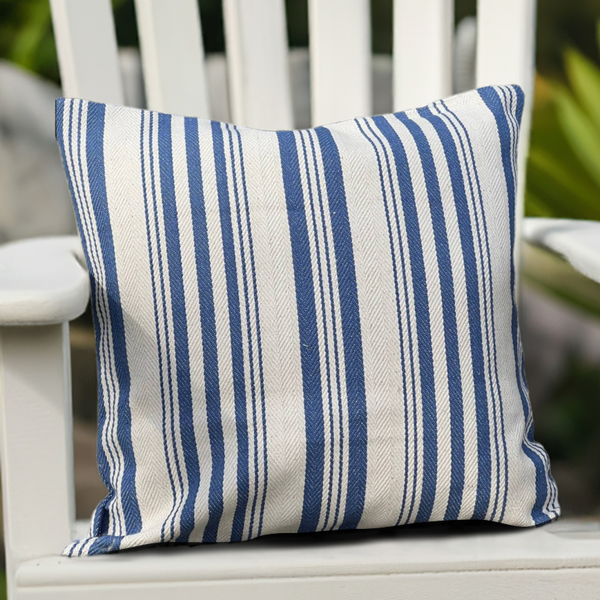 Ticket Stripe Cushion Cover - Atlantic Blue