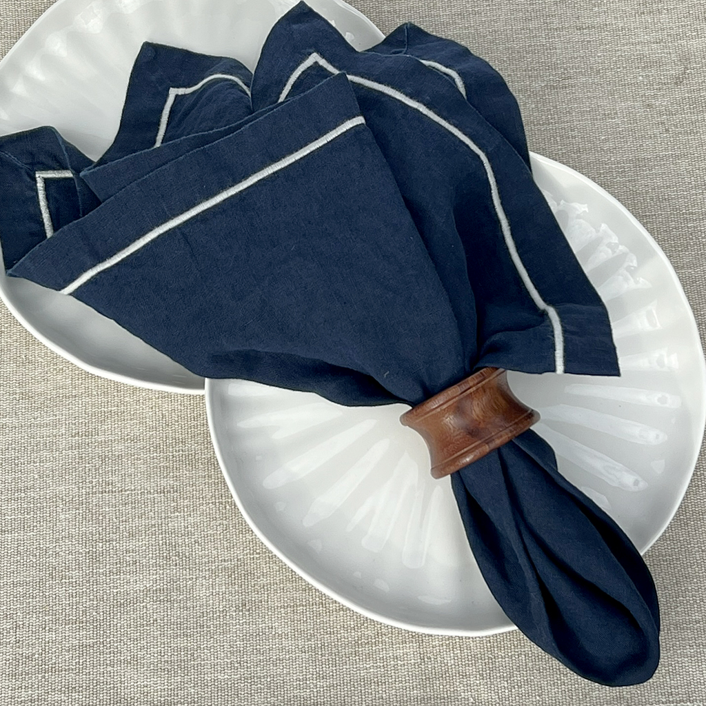 Servett Frame Linen Blend Napkin Indigo Blue 2-pack