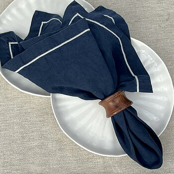 Servett Frame Linen Blend Napkin Indigo Blue 2-pack