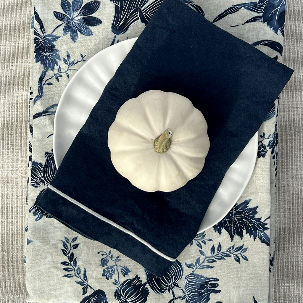 Servett Frame Linen Blend Napkin Indigo Blue 2-pack - 2