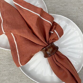 Servett Frame Linen Blend Napkin Pumpkin Orange 2-pack