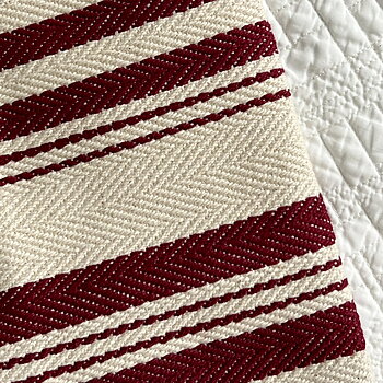 Ticket Stripe Cushion Cover - Wine Red