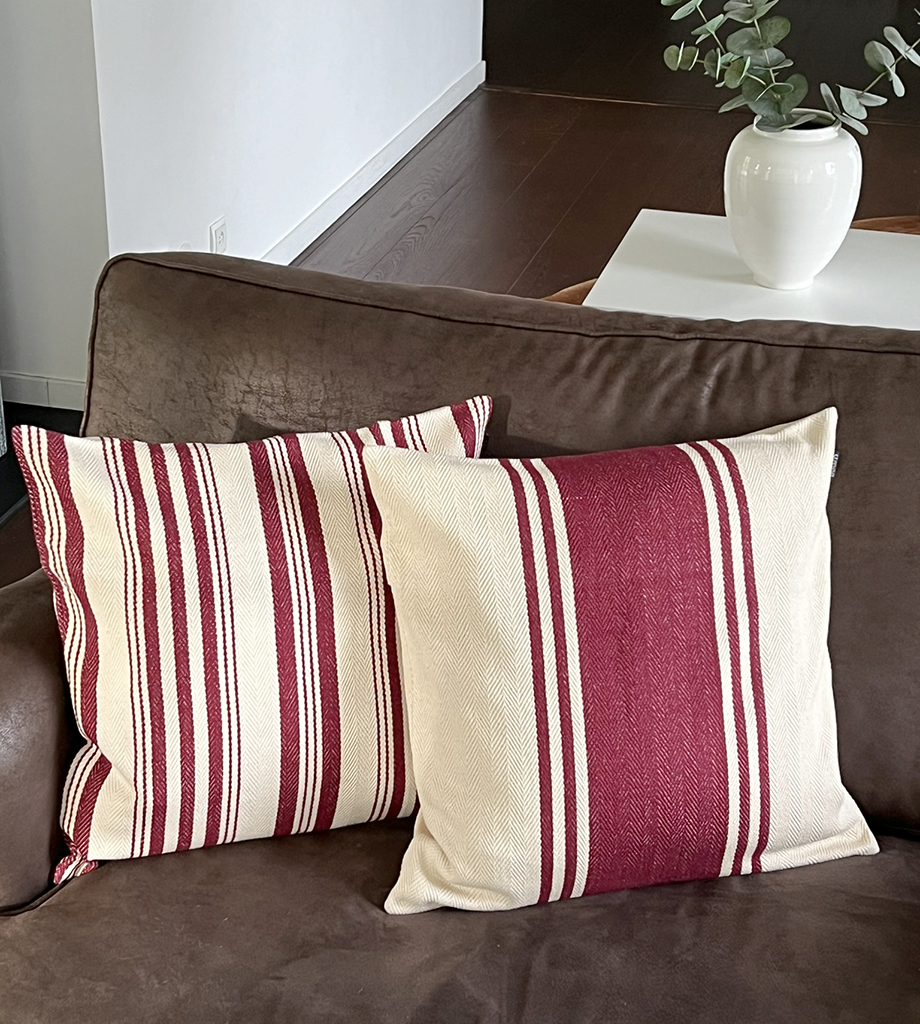 Bold Stripe Cushion Cover - Wine Red - 3