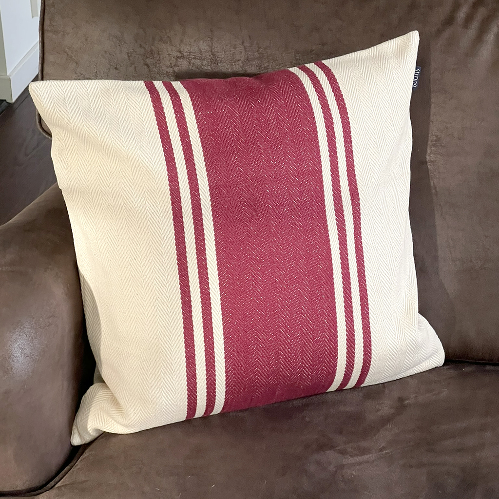 Bold Stripe Cushion Cover - Wine Red