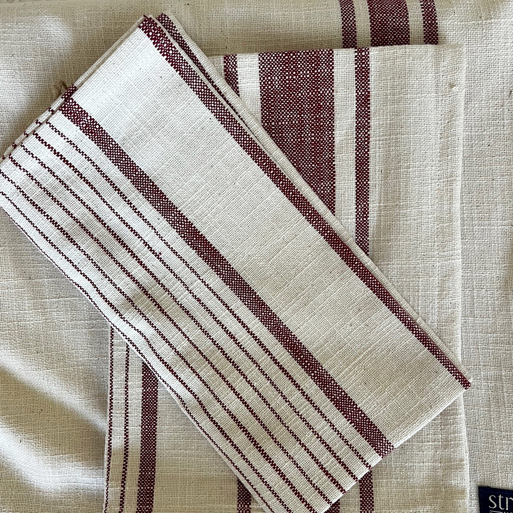 Servetter Ticket Stripe Wine Red 2-pack