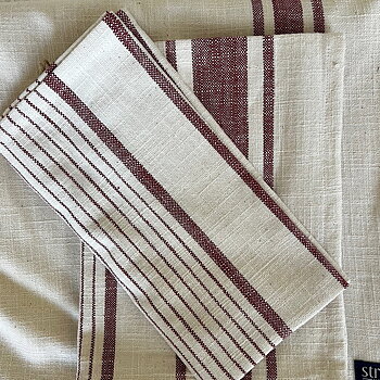 Servetter Ticket Stripe Wine Red 2-pack