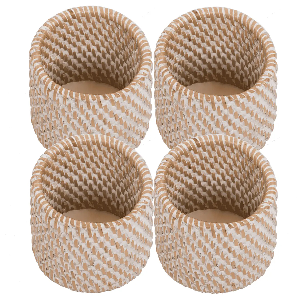 Servettring i vit rotting 4-pack